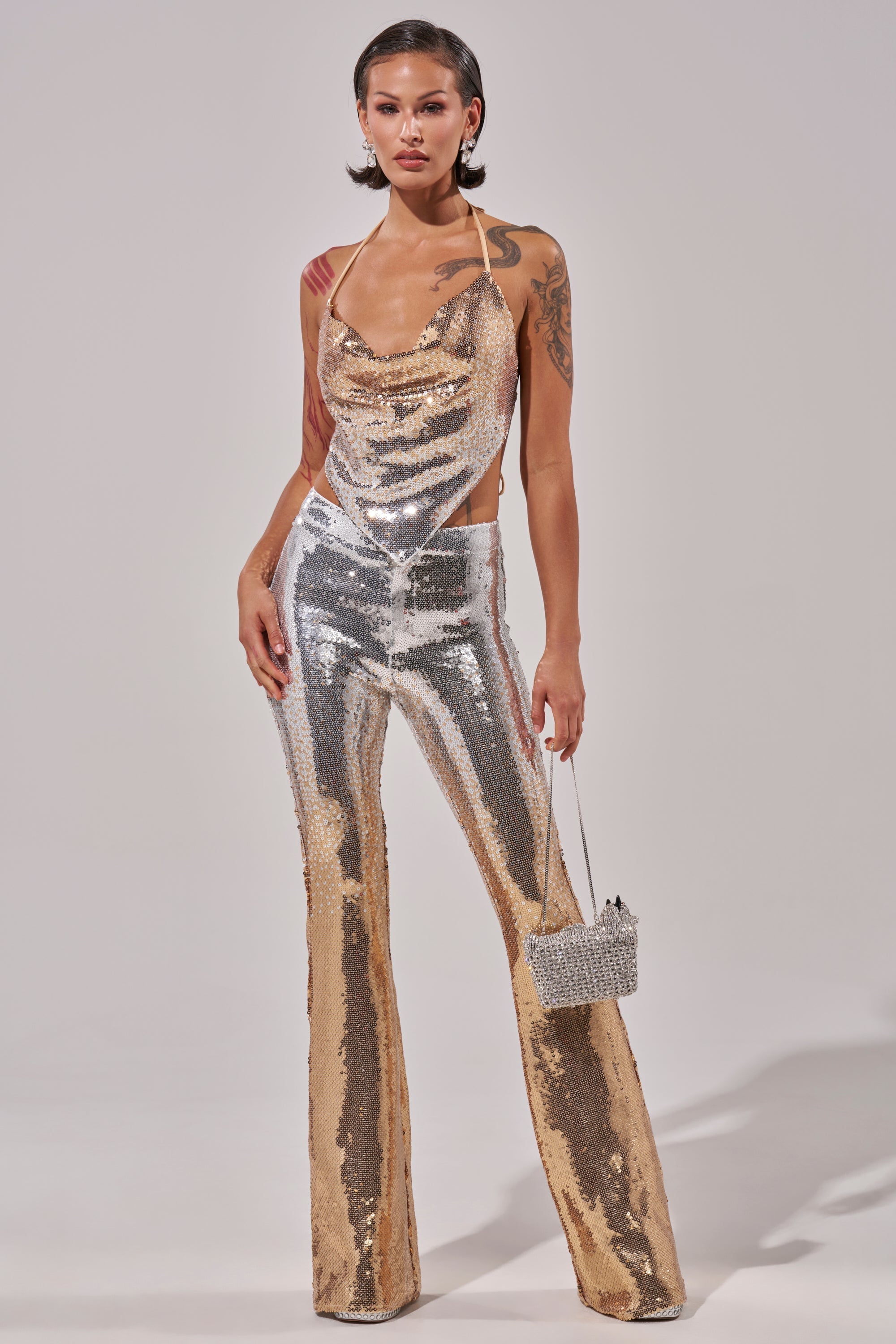 GALAXY OMBRE SEQUIN HALTER TOP