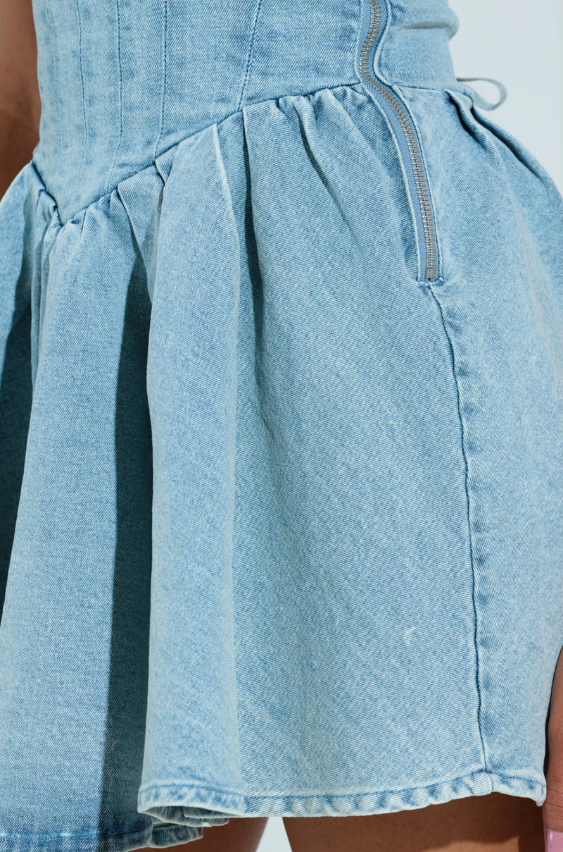 DAINTY DENIM MINI DRESS