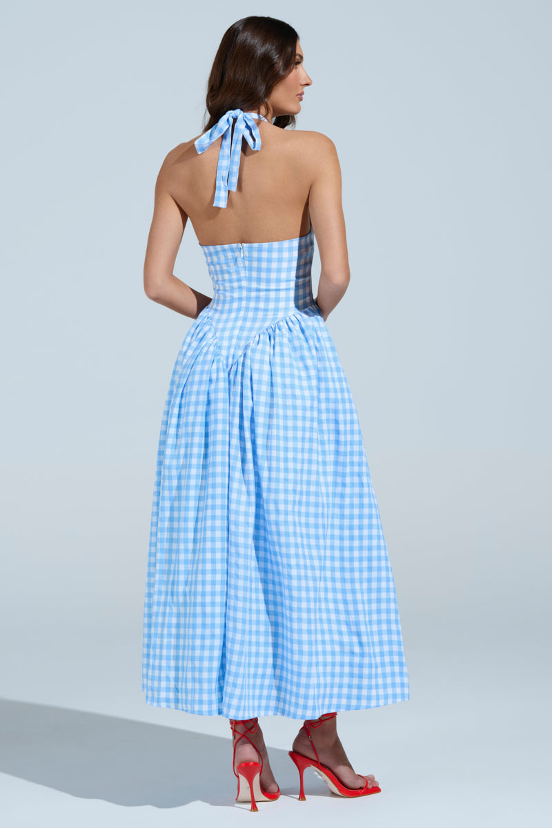 NEVER GONNA STOP PLAID MAXI DRESS