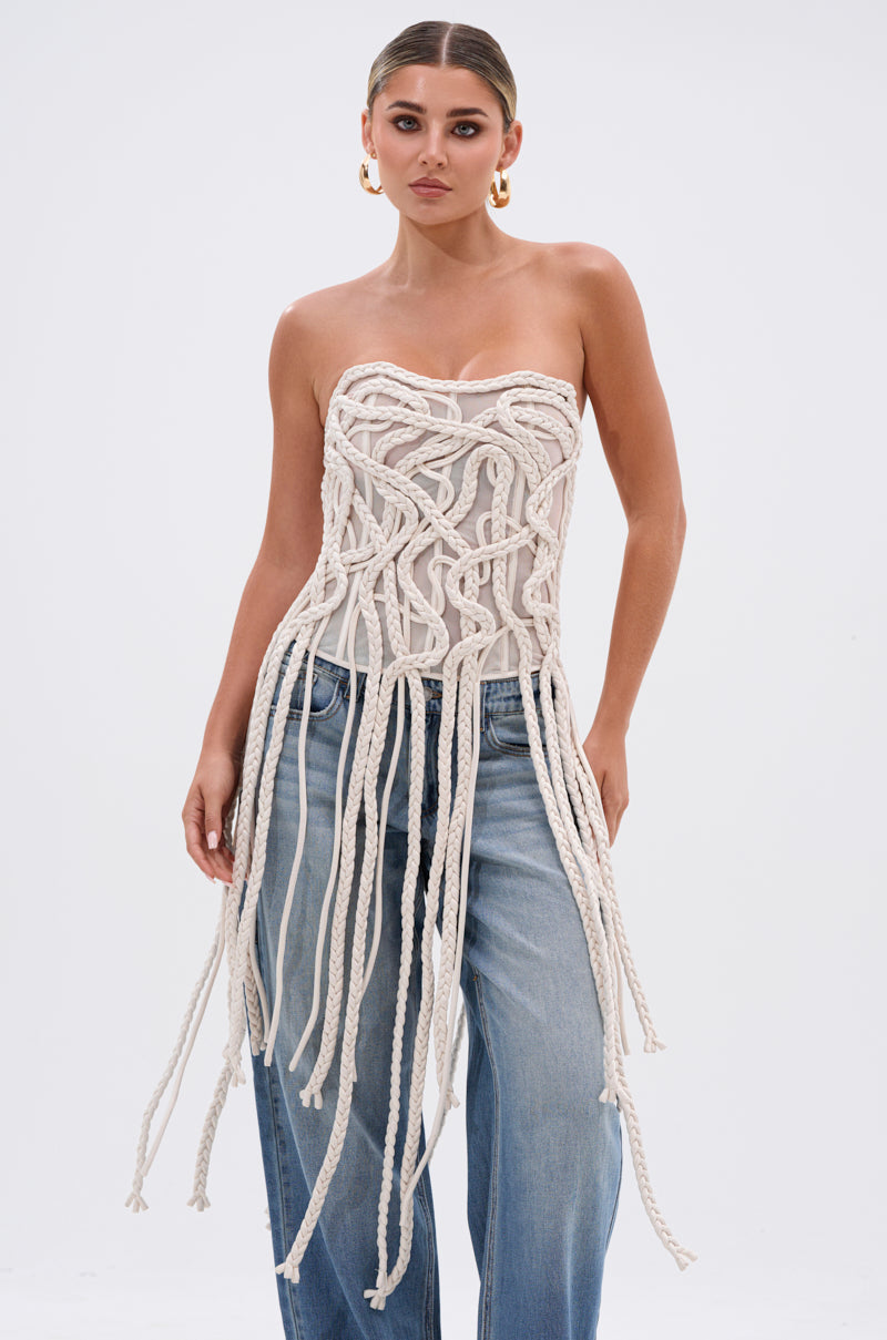 NEVER LOST TASSEL MESH CORSET