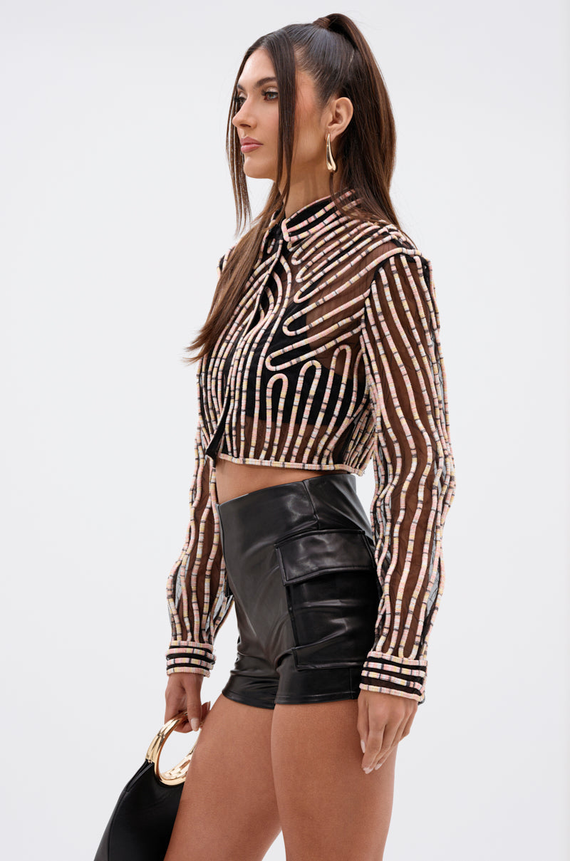 EVA LONG SLEEVE BUTTON DOWN STRIPED SHIRT