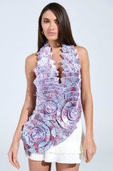 CATCH ME NEXT TIME BROCADE HALTER TOP