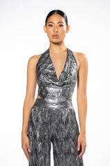 ABOVE ALL METALLIC CROP TOP