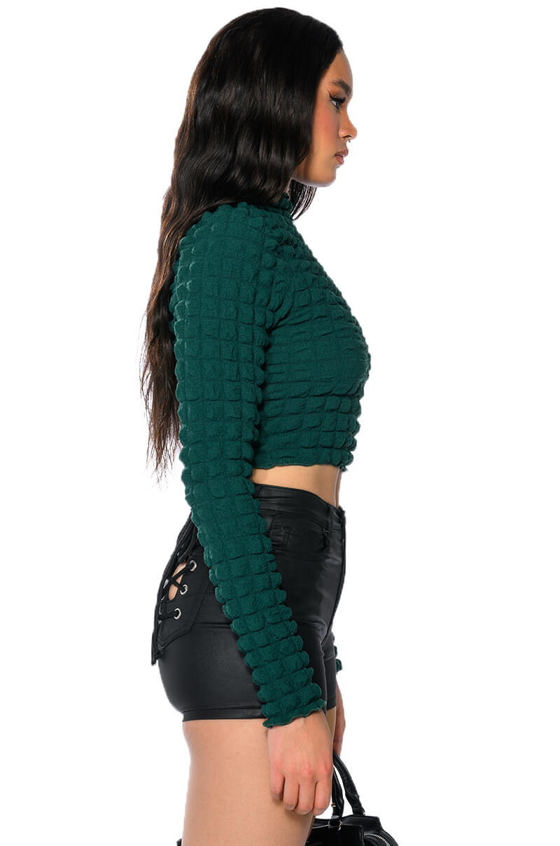 ANYTHING BUT BASIC TEXTURED LONG SLEEVE TOP