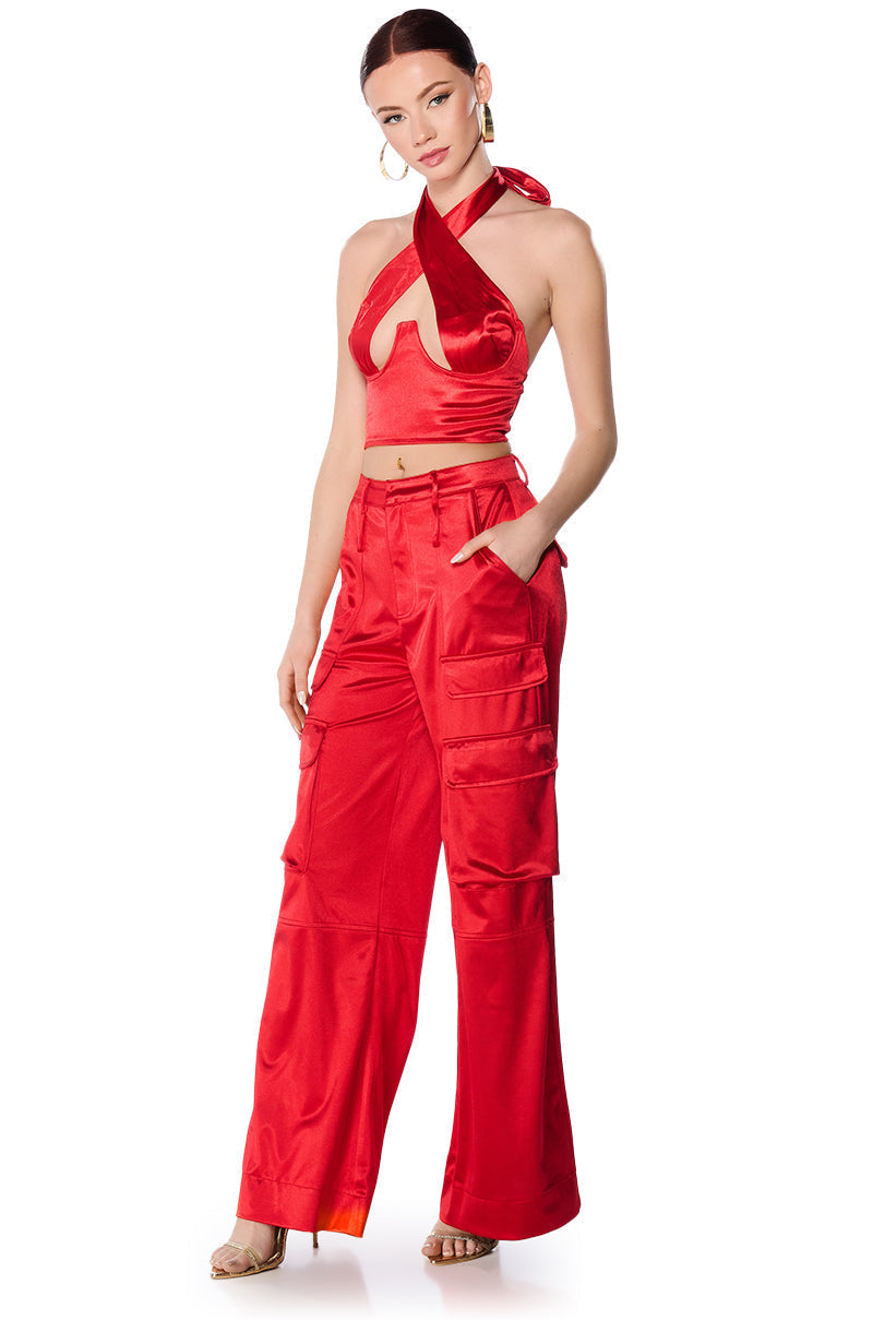 ASTRA WIDE LEG CARGO IN RED