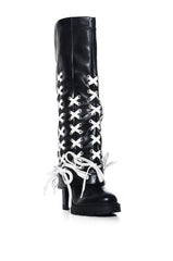 AZALEA WANG BREAKING RULES BLACK LACED UP BOOT