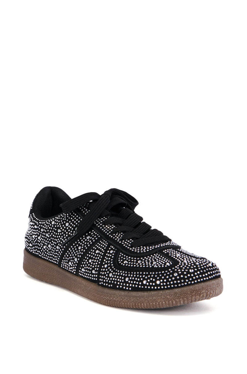AZALEA WANG BRYAR BLACK EMBELLISHED SNEAKER