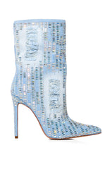 AZALEA WANG COLBIE DISTRESSED DENIM BOOTIE