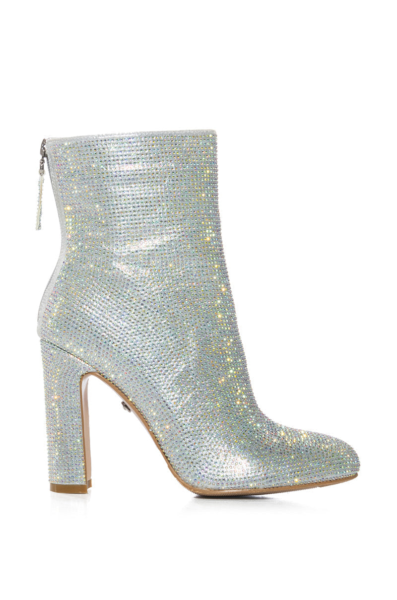 AZALEA WANG HONEY BUNCH SILVER EMBELLISHED BOOTIE