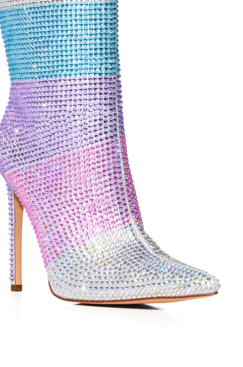 AZALEA WANG JAYLEEN MULTI RHINESTONE STRIPE BOOTIE