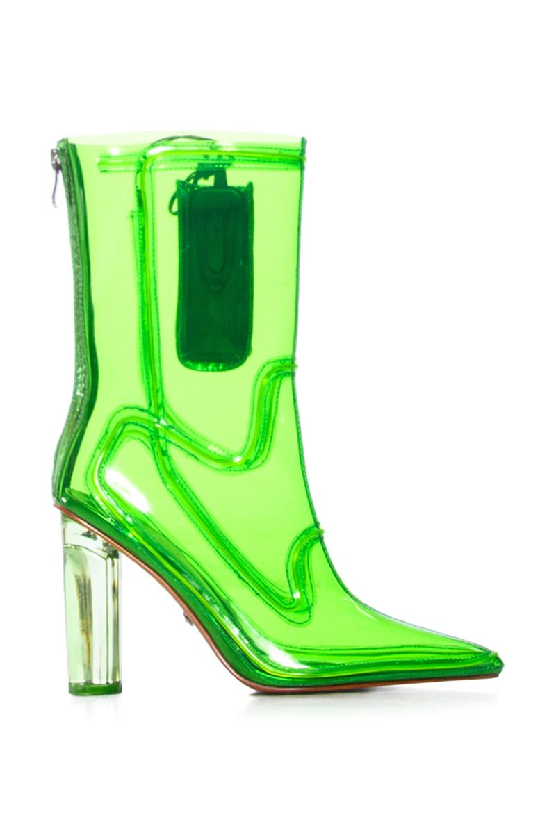 AZALEA WANG LEE LIGHT UP PVC BOOTIE IN GREEN