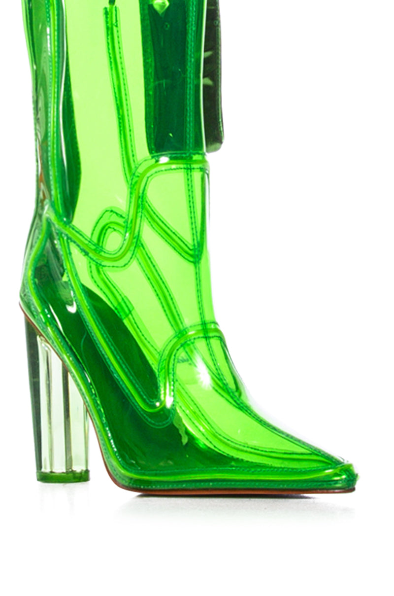 AZALEA WANG LEE LIGHT UP PVC BOOTIE IN GREEN