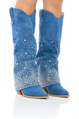 AZALEA WANG MELLOW WESTERN DENIM BOOT