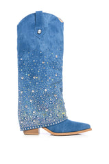 AZALEA WANG MELLOW WESTERN DENIM BOOT