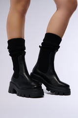 AZALEA WANG MOTA BLACK PU AND SWEATER BOOT