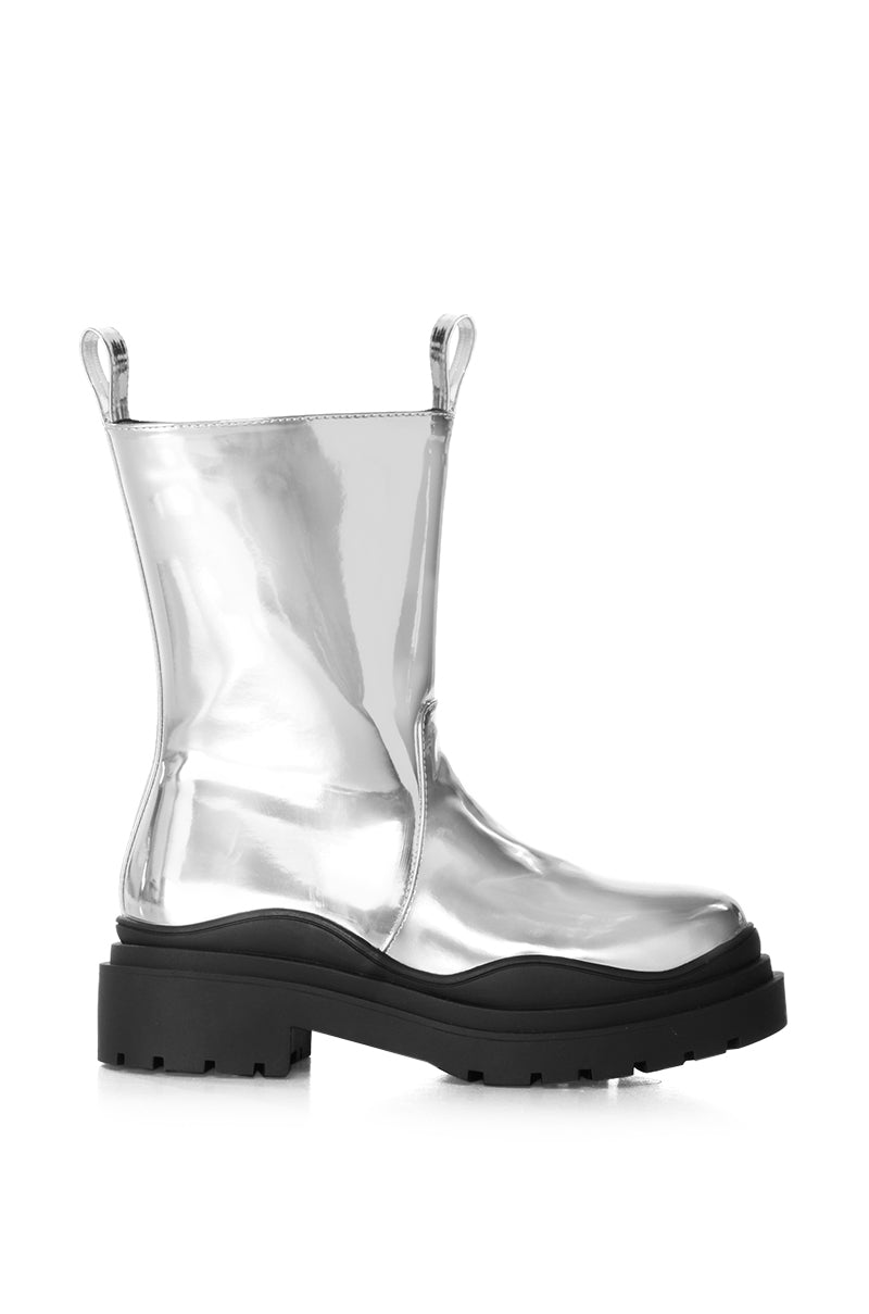 AZALEA WANG NATCHEZ SILVER COMBAT BOOTIE