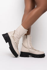 AZALEA WANG ON THE MOVE FLATFORM BOOTIE IN BONE