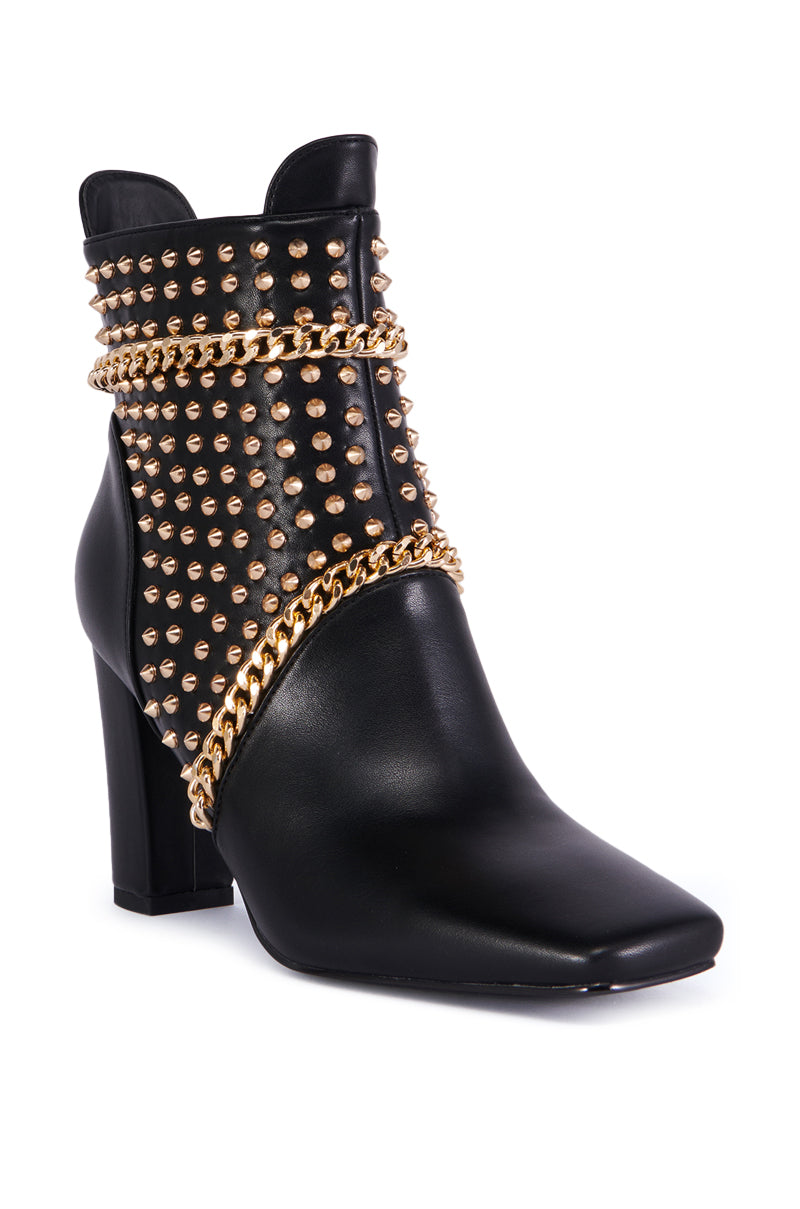 AZALEA WANG PANCHO BLACK EMBELLISHED BOOTIE
