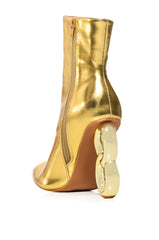 AZALEA WANG RIMINI GOLD CHAIN HEEL BOOTIE