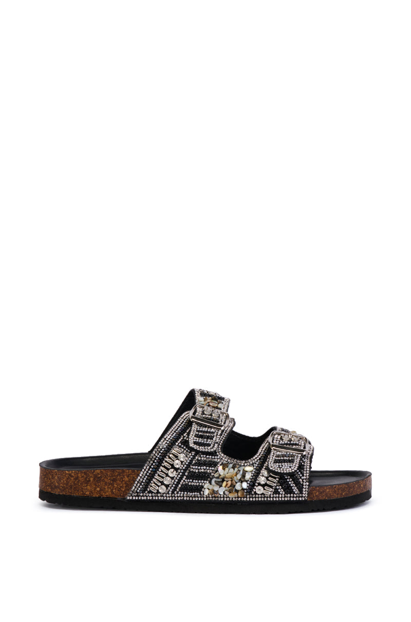 AZALEA WANG ROMILLY BLACK EMBELLISHED FLAT