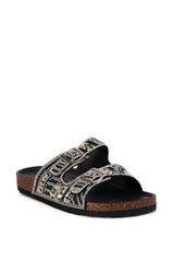 AZALEA WANG ROMILLY BLACK EMBELLISHED FLAT