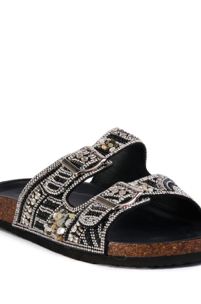 AZALEA WANG ROMILLY BLACK EMBELLISHED FLAT