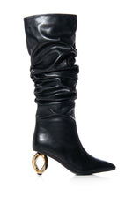 AZALEA WANG ROSIER BLACK NOVELTY HEEL RUCHED BOOT