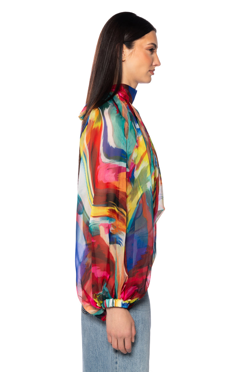 BREEZY NIGHTS PATTERNED BLOUSE