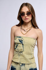 CAPRICE DISTRESSED DENIM CORSET