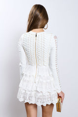 CHIC AF LACE AND BANDAGE LAYERED MINI DRESS
