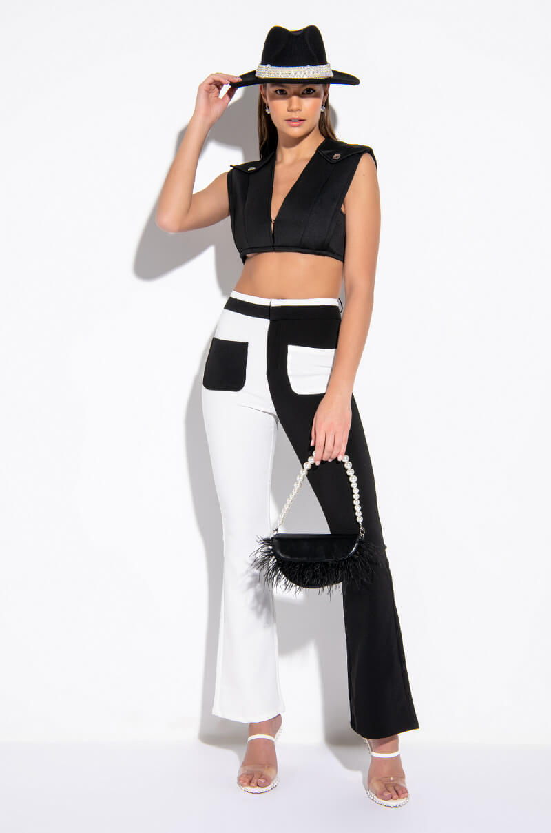 COMMANDER CROPPED SLEEVELESS SCUBA BLOUSE