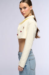 CROPPED BLAZER WITH HEART BUTTONS