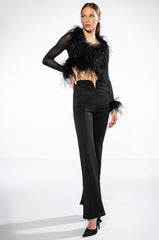 DARK ANGEL MESH FEATHER TRIM TOP
