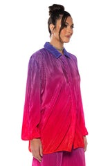 DAY TO NIGHT PLEATED SATIN BUTTON DOWN