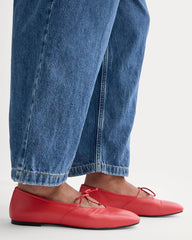 Leather Keyhole Flat | Classic Red