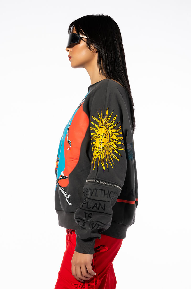 DEEP THOUGHTS OVERSIZED GRAPHIC SWEATSHIRT