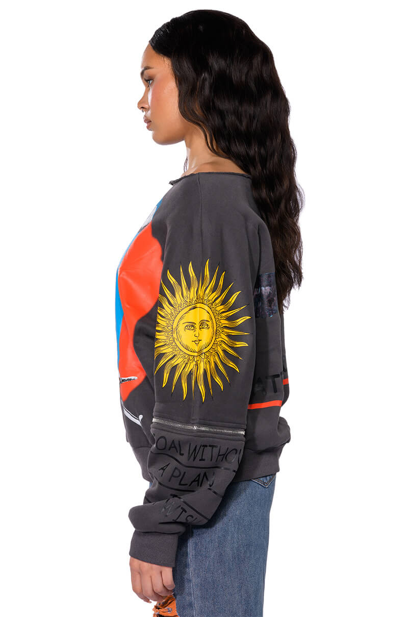 DEEP THOUGHTS OVERSIZED GRAPHIC SWEATSHIRT