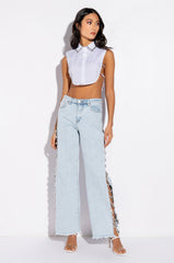 ASTRID RHINESTONE SLEEVELESS BUTTON DOWN