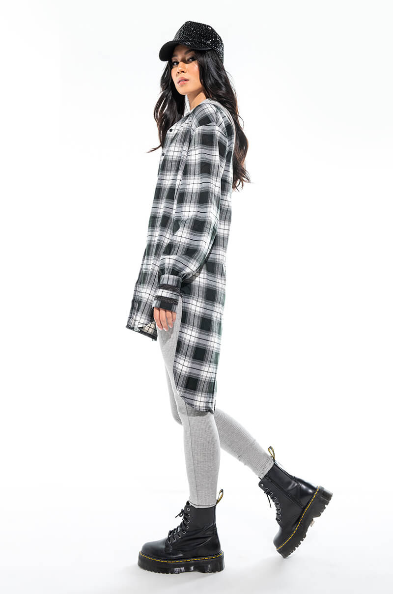 DOIN' IT RIGHT BUTTON UP PLAID DRESS