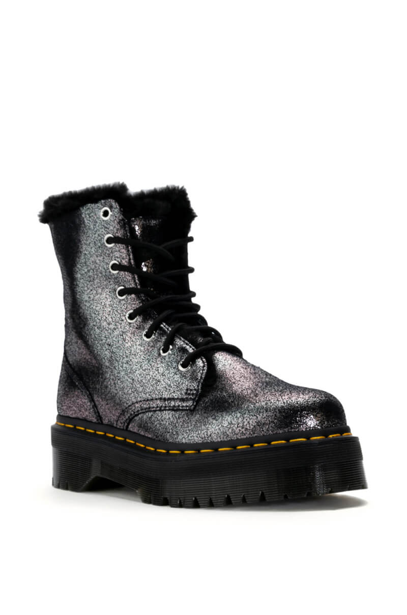 DR MARTENS JADON FUR LINED DISTRESSED METALLIC