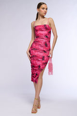 FEELING FINE RUCHED MIDI DRESS