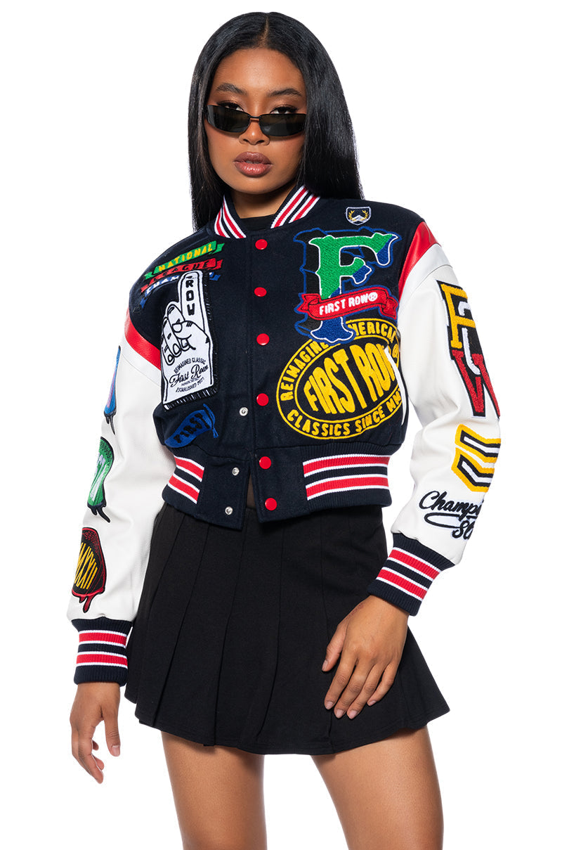 FIRST ROW COLLEGE DROPOUT PATCH BOMBER
