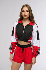GAME TIME HALF ZIP CROP SWEATSHIRT