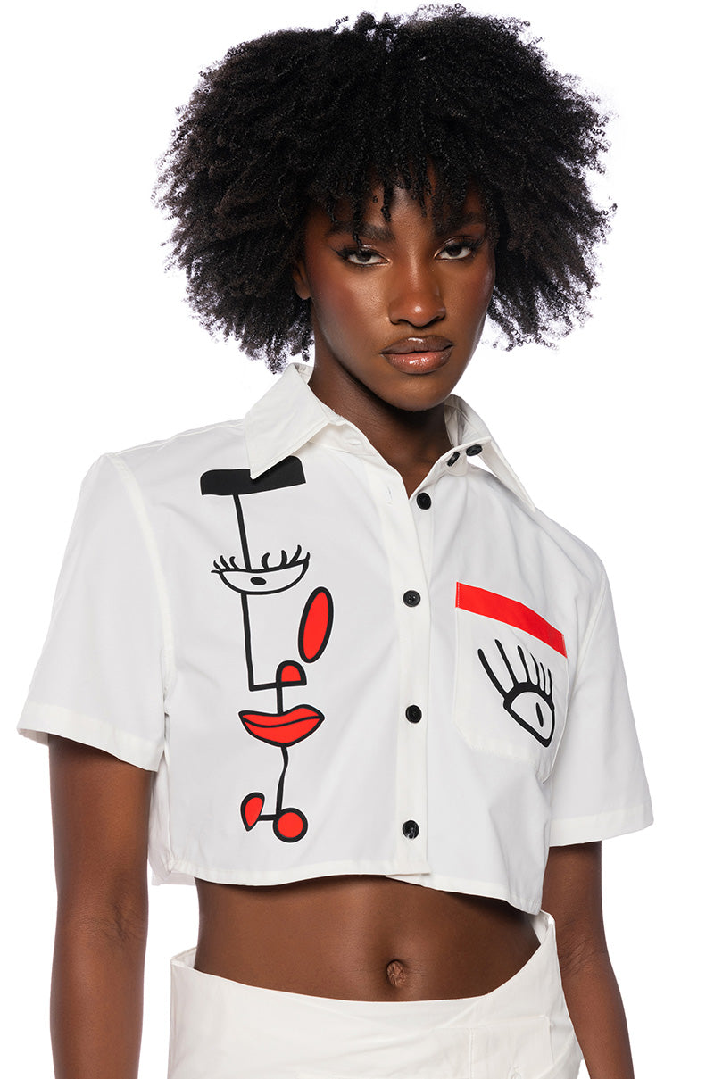 GIVING ATTITUDE PRINTED POPLIN BUTTON DOWN