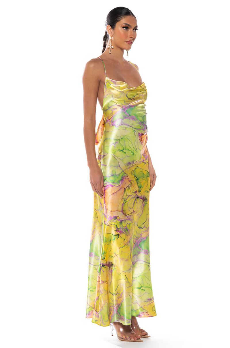 GOING UP SATIN MAXI DRESS