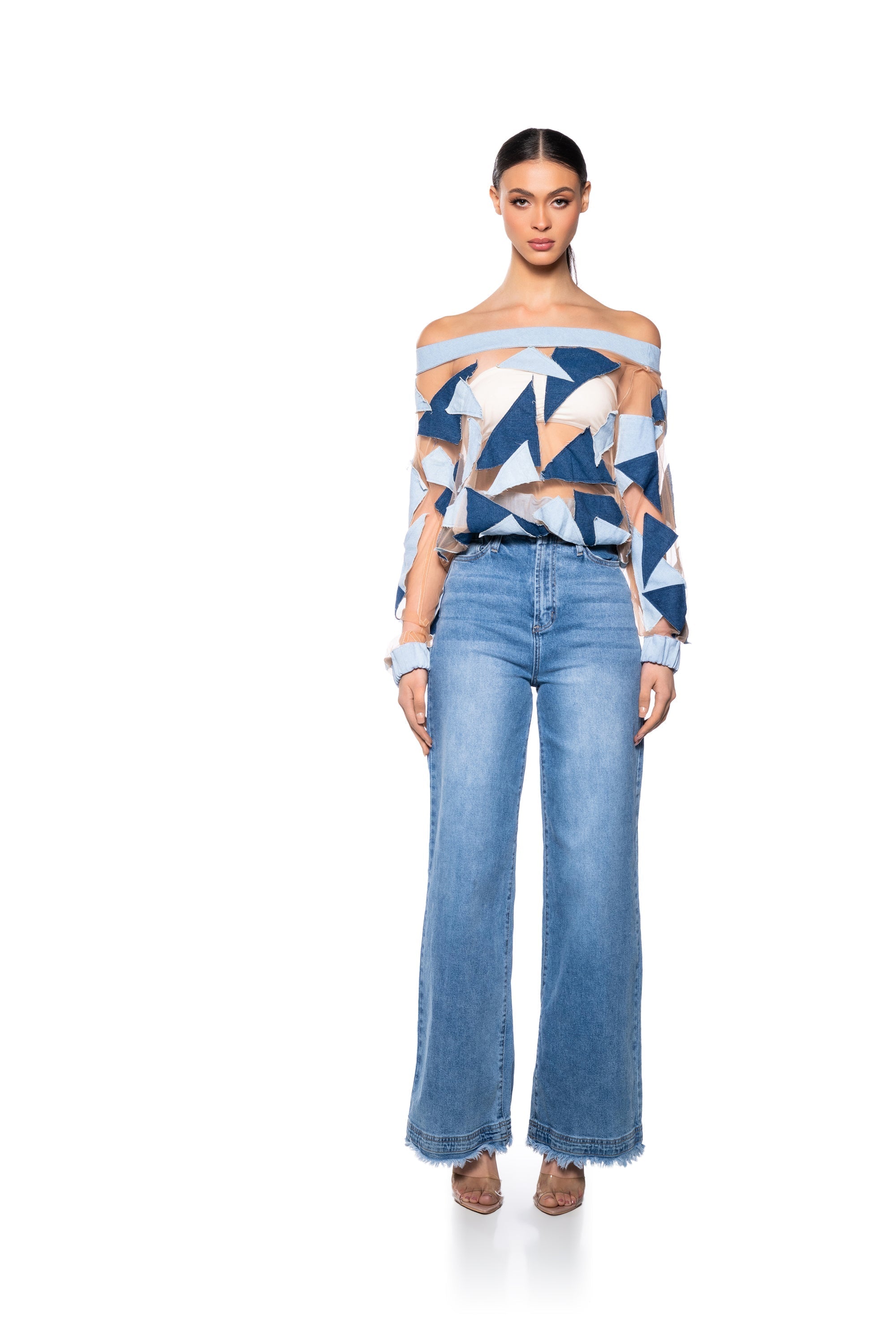 I SPY DENIM PATCHWORK OVERSIZED SHIRT