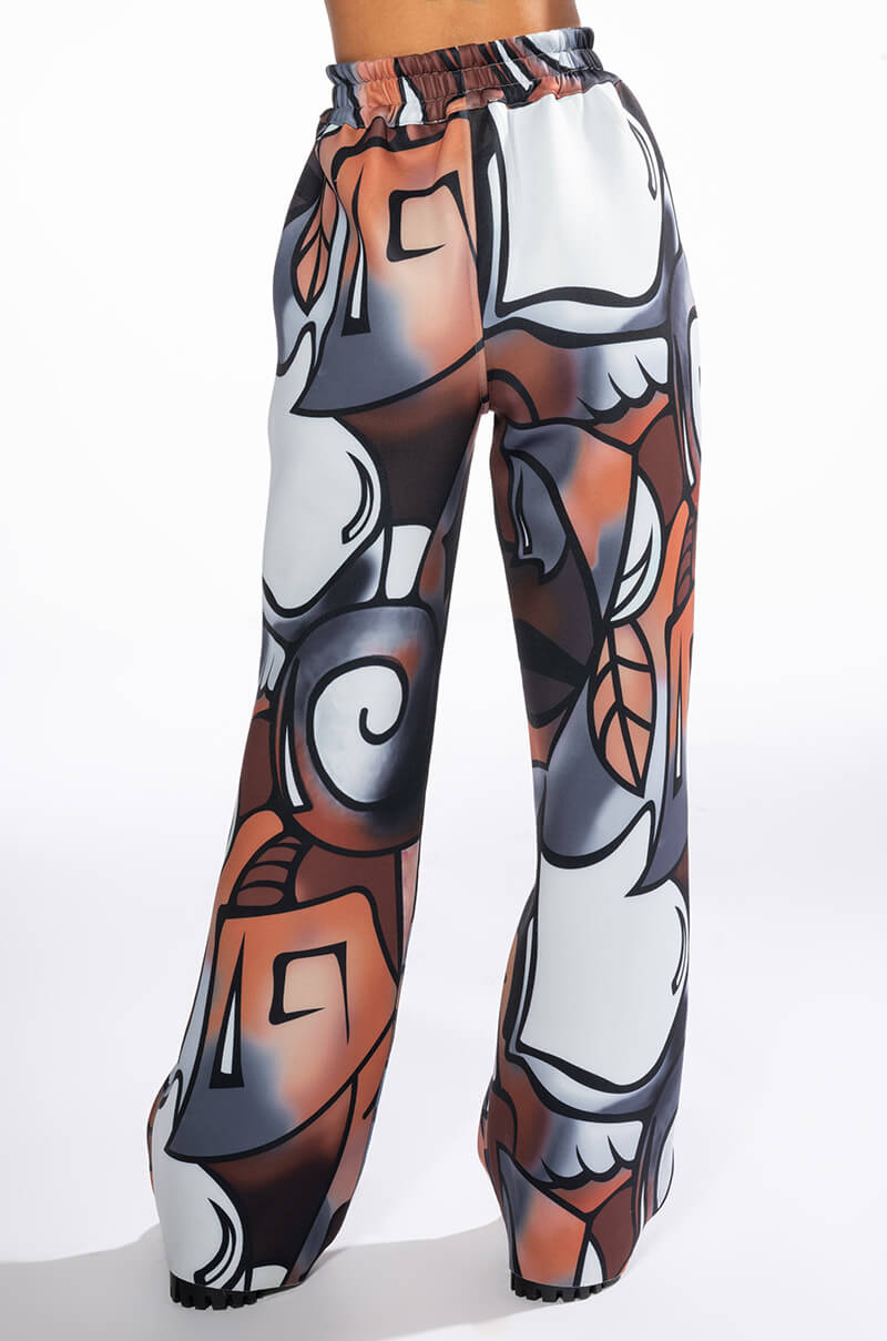MAIN SQUEEZE PRINTED SCUBA WIDE LEG JOGGER