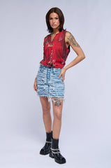 MESS WITH ME SUPER DISTRESSED MINI SKIRT
