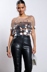 METALLIC SEQUIN CHAIN METAL TOP