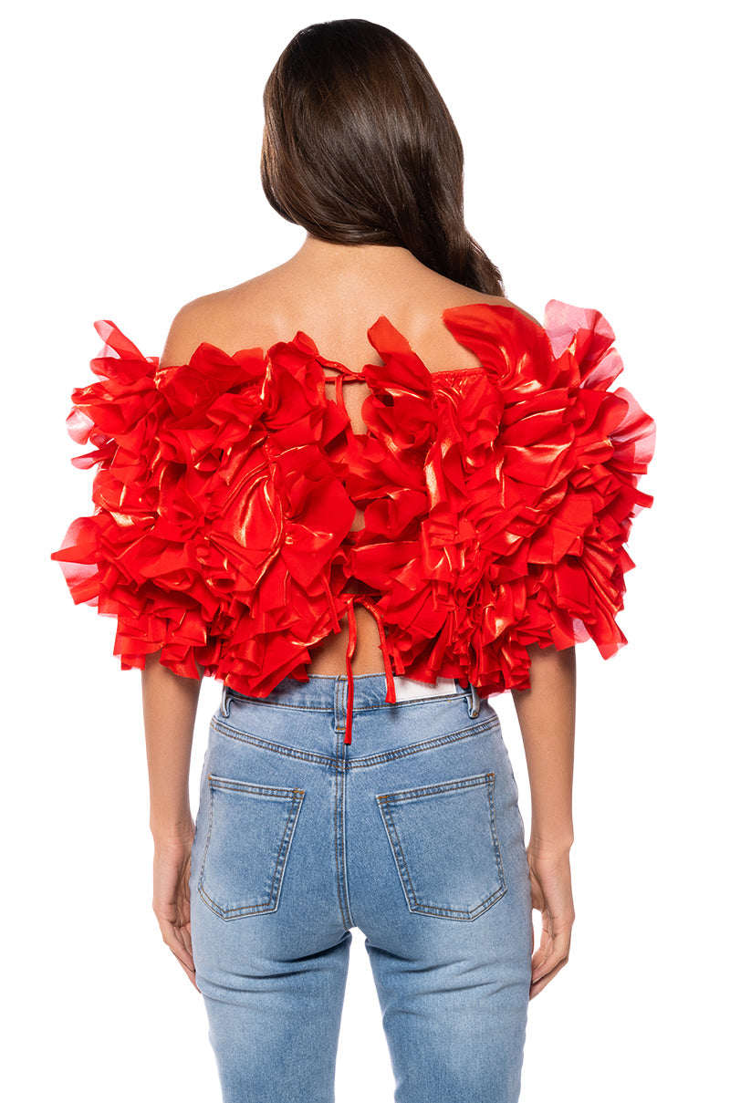 MUST BE DREAMING RUFFLE CROP BLOUSE